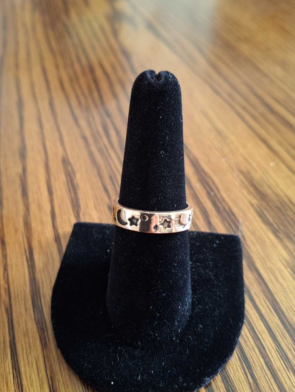 Ring Copper Stamped Moon And Stars Band